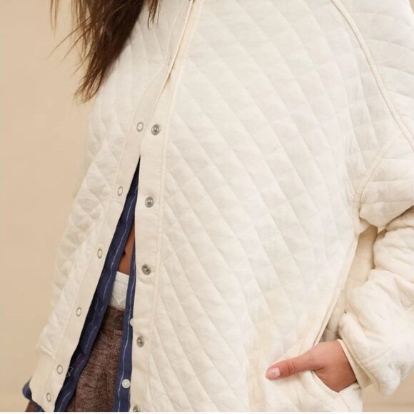 Aerie Quilted Cardi Bomber Jacket Size M/oversize Long Sleeves Snap Buttons - Picture 5 of 11